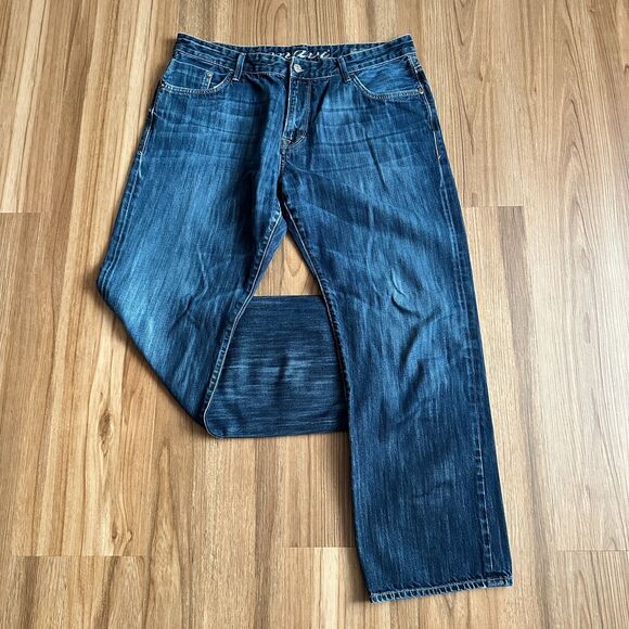 Mavi Men's Mark Jeans Straight Leg Stretch Dark Wash Blue Mid Rise Denim 38x32 - Picture 2 of 11